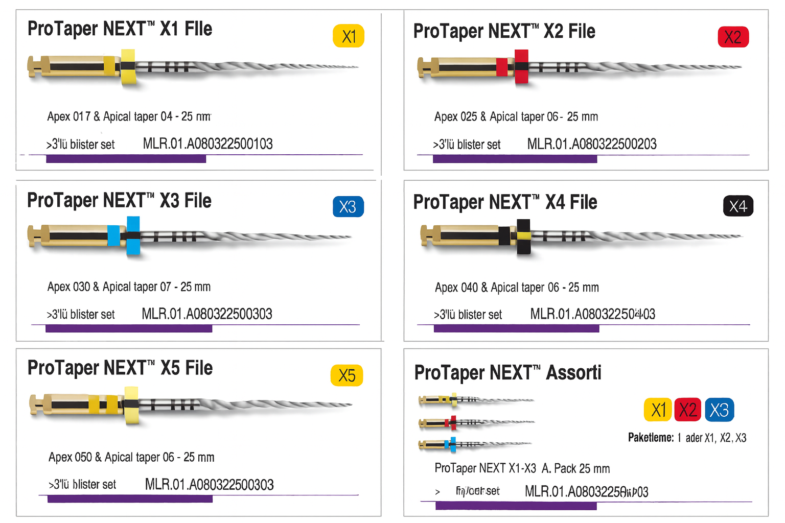 DENTSPLY PROTAPER NEXT ROTARY KANAL EĞESİ 3'LÜ BLISTER