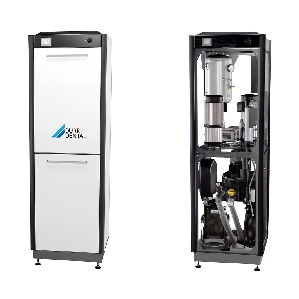 DÜRR KABİNLİ KOMPRESÖR + ASPİRATÖR SİSTEMİ POWER TOWER VİEW 400V 2XDUO KOMPRESÖR + VS 1200 (A949444000) (4 Kullanıcı - 6 Bağlantı)