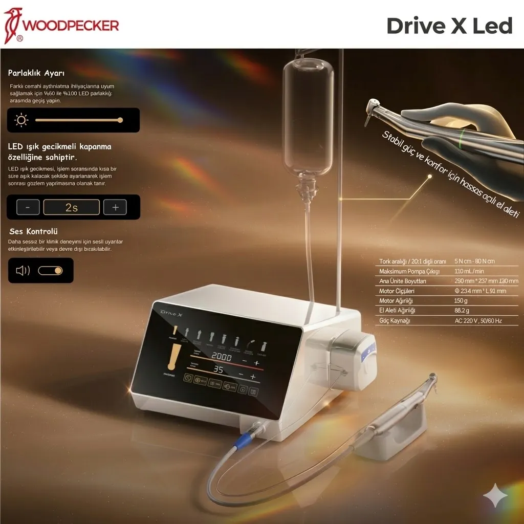 WOODPECKER DRIVE X LED (IŞIKLI FİZYODİSPENSER İMPLANT MOTORU)