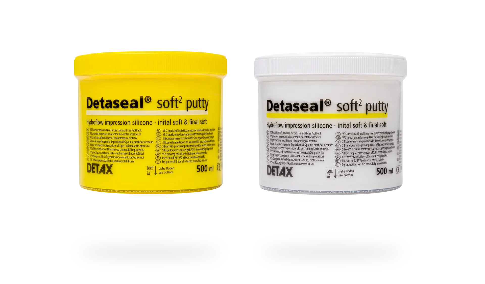 DETAX DETASEAL HYDROFLOW SOFT2 (A-SİLİKON SOFT) (PUTTY 1x500 ML BAZ 1x500 ML KATALİZÖR + 2x50 ML KARTUŞ + ÖLÇÜ KAŞIĞI, 24 KANÜL, 24 INTRA-ORAL UÇ)