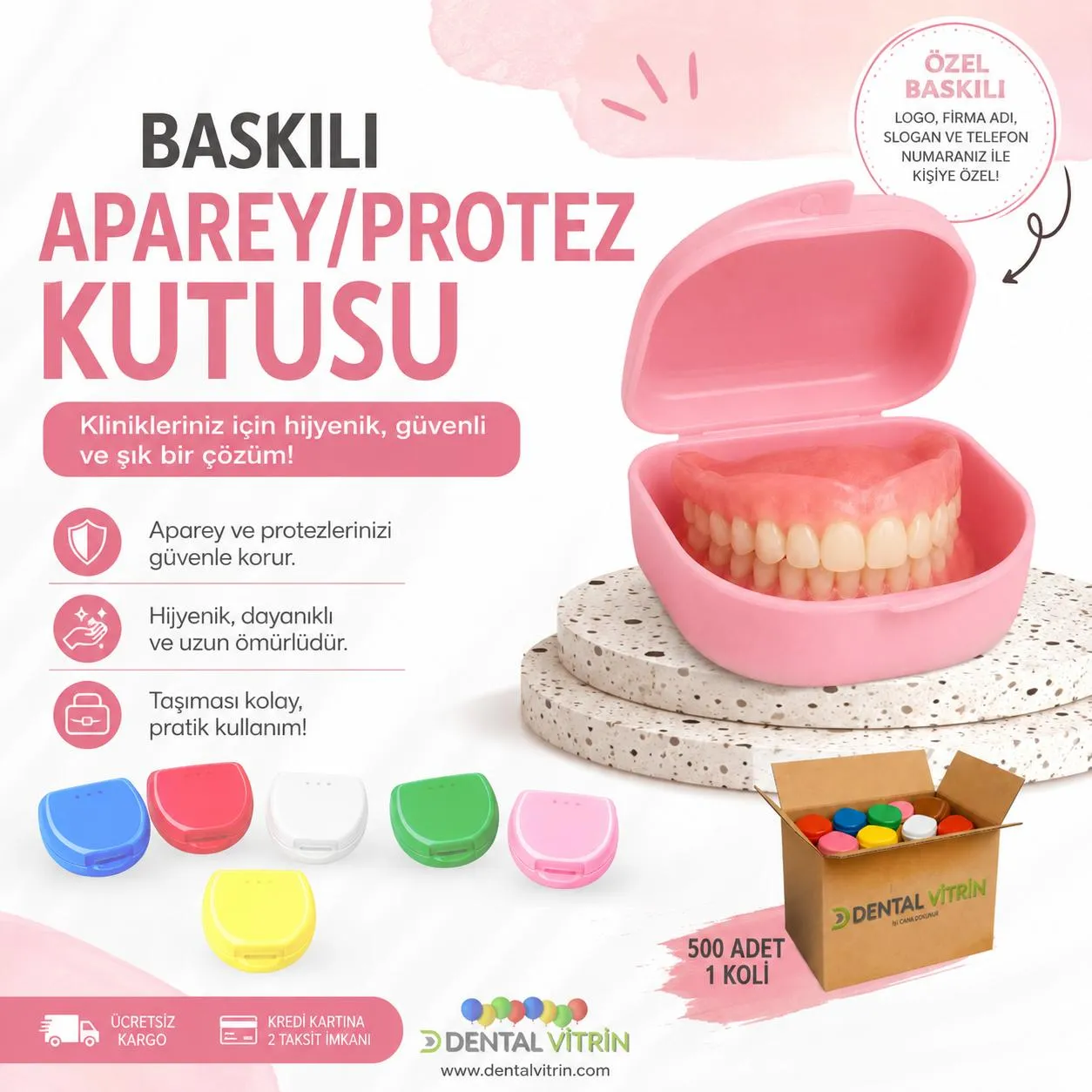 Klinik Logonuza Özel Baskılı Aparey ve Protez Kutusu Kampanyası