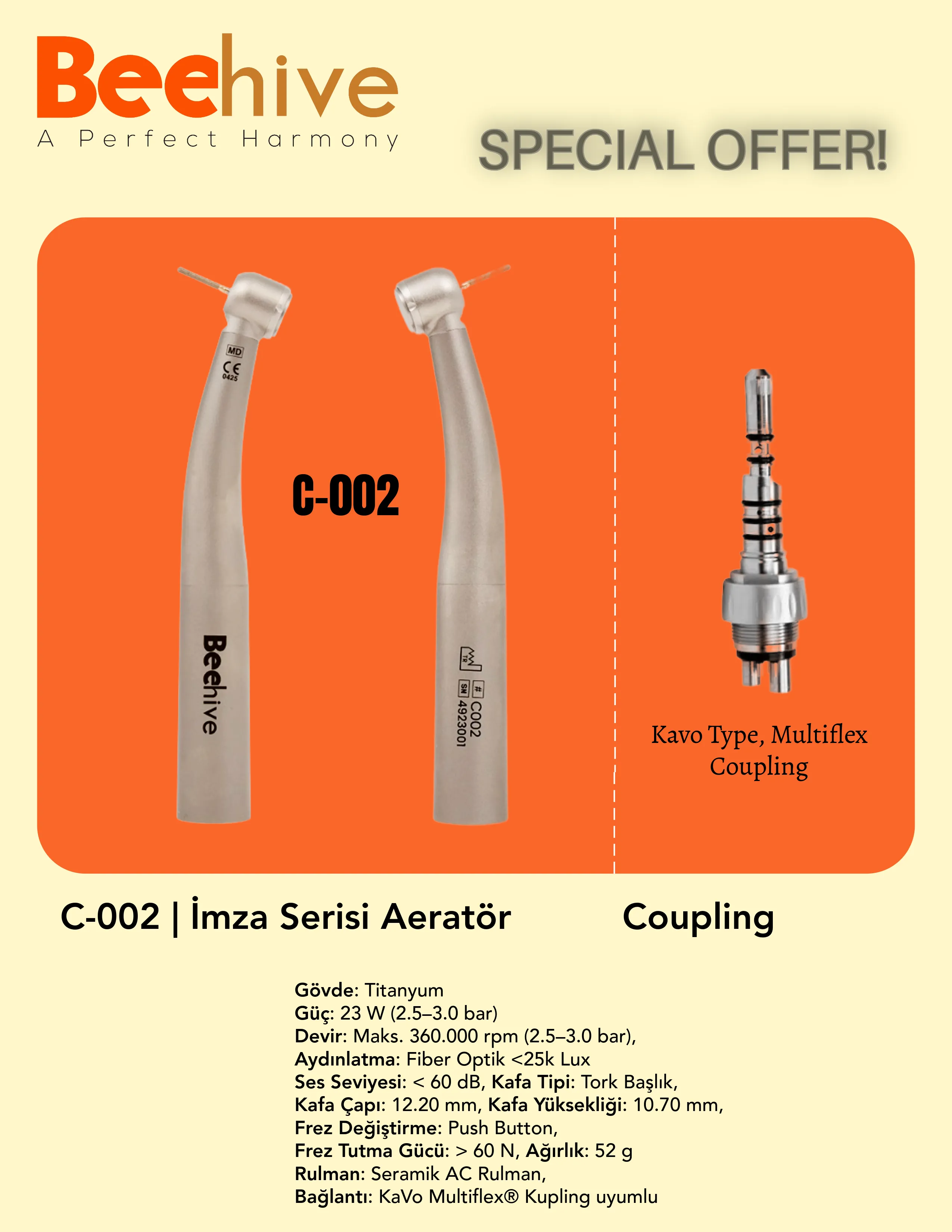Beehive C-002 İmza Serisi Aeratör & Kupling Set Kampanyası