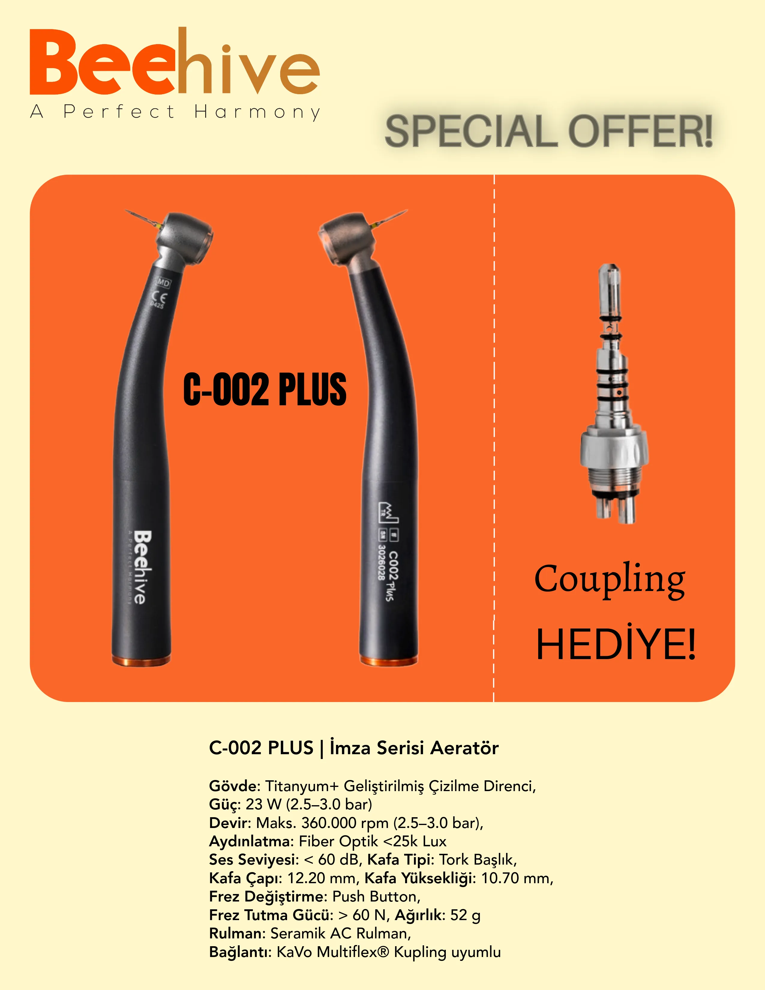 Yeni C-002 PLUS Titanyum Aeratör Alımına Özel Kupling Fırsatı